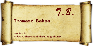 Thomasz Baksa névjegykártya